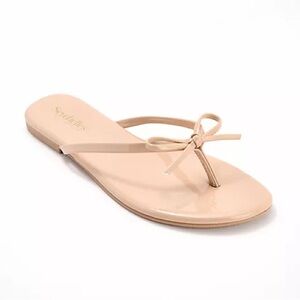 Seychelles Wish List Bow Thong Sandal Flip Flops Patent Beige Nude Tan Size 9
